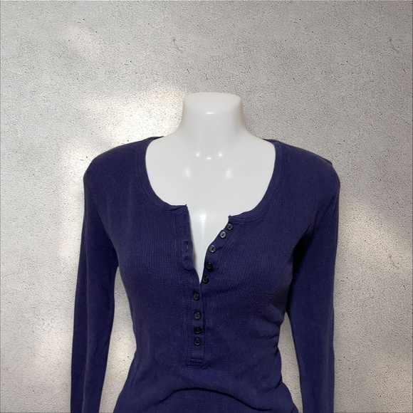 !! SOLD DO NOT BUY !! Faded Glory Navy Blue Henley Long Sleeves Shirt - Picture 2 of 5